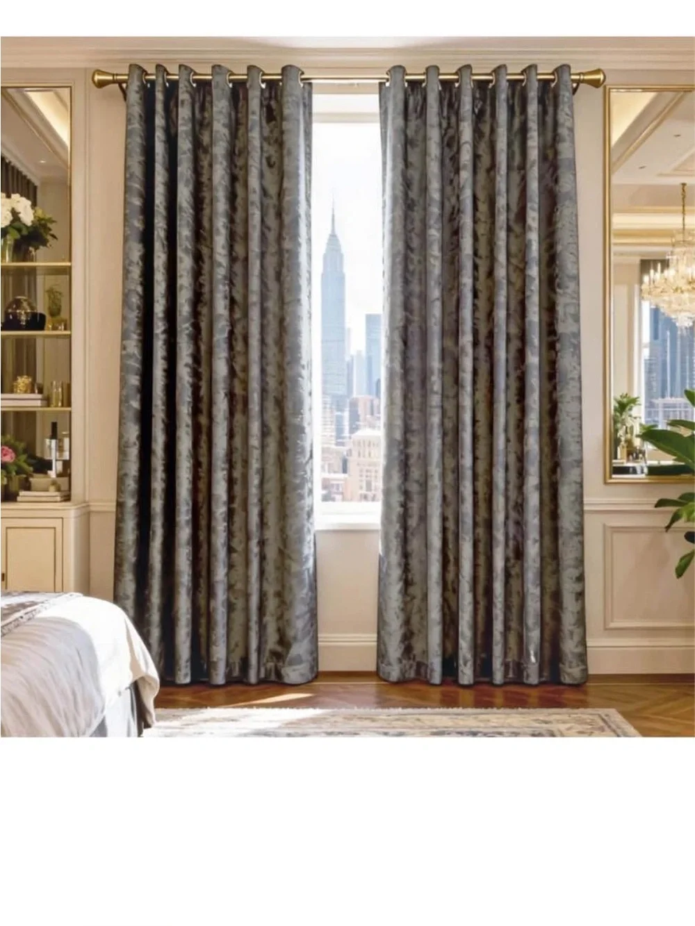Amidoudou 2 Panels Set 96 Inches Long Nordic Style Luxury Velvet Curtains